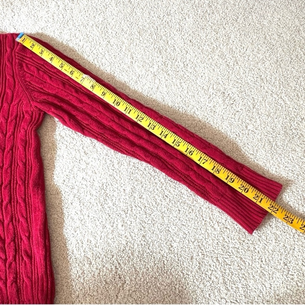 🔴 6/$25 SALE St. John's Bay V-Neck Cable Knit Sweater Red - Picture 7 of 10